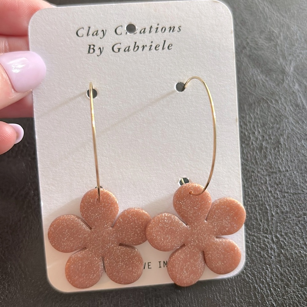 Rose gold flower on gold hoops
